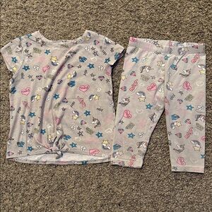 Girls’ Pajamas Set - Gray with Multicolor Prints